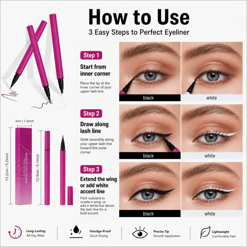 Vandfast flydende eyeliner med lang holdbarhed