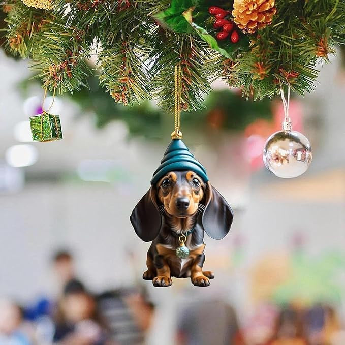 Sjovt juleophæng med gravhund til bilen