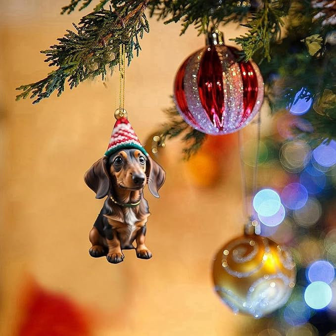 Sjovt juleophæng med gravhund til bilen