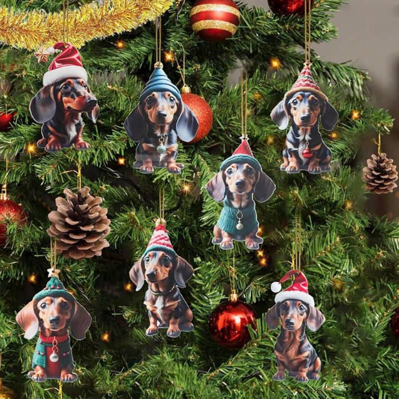 Sjovt juleophæng med gravhund til bilen
