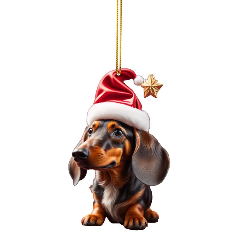 Sjovt juleophæng med gravhund til bilen