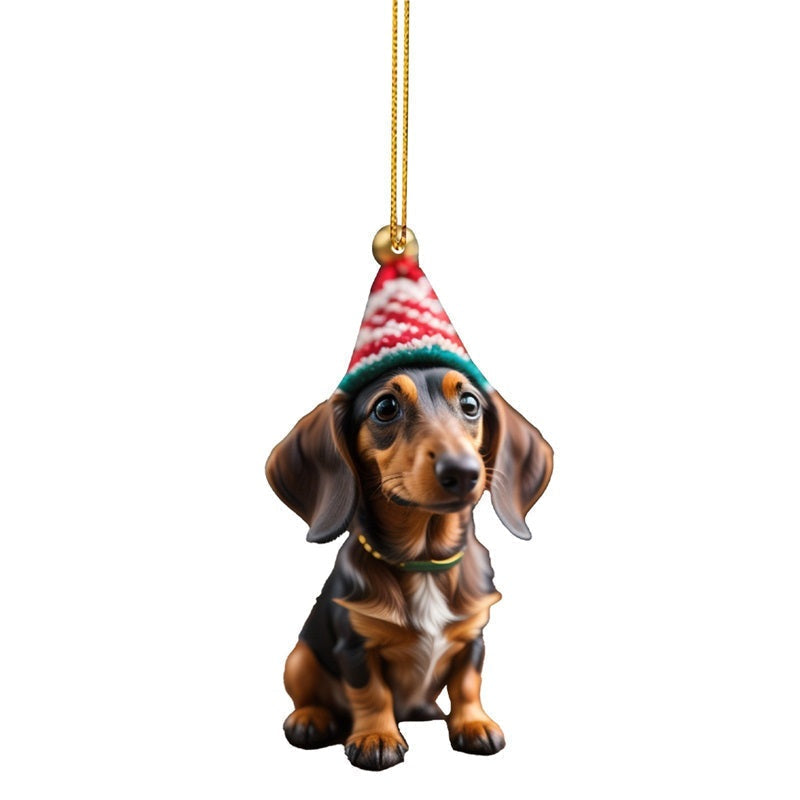 Sjovt juleophæng med gravhund til bilen