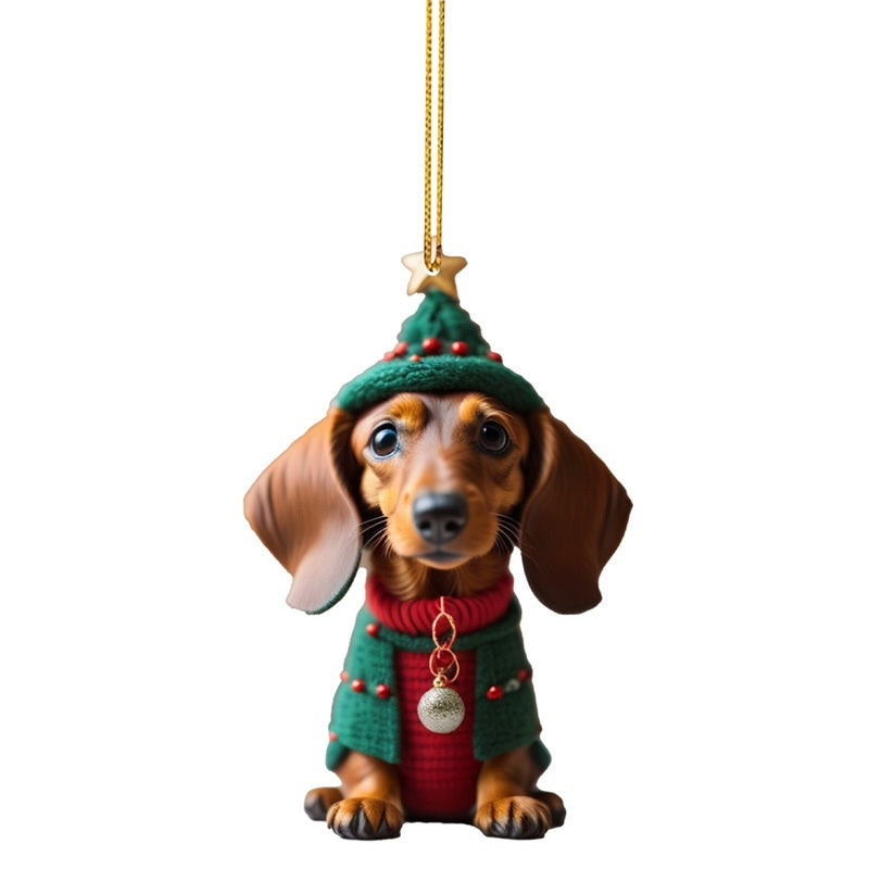 Sjovt juleophæng med gravhund til bilen