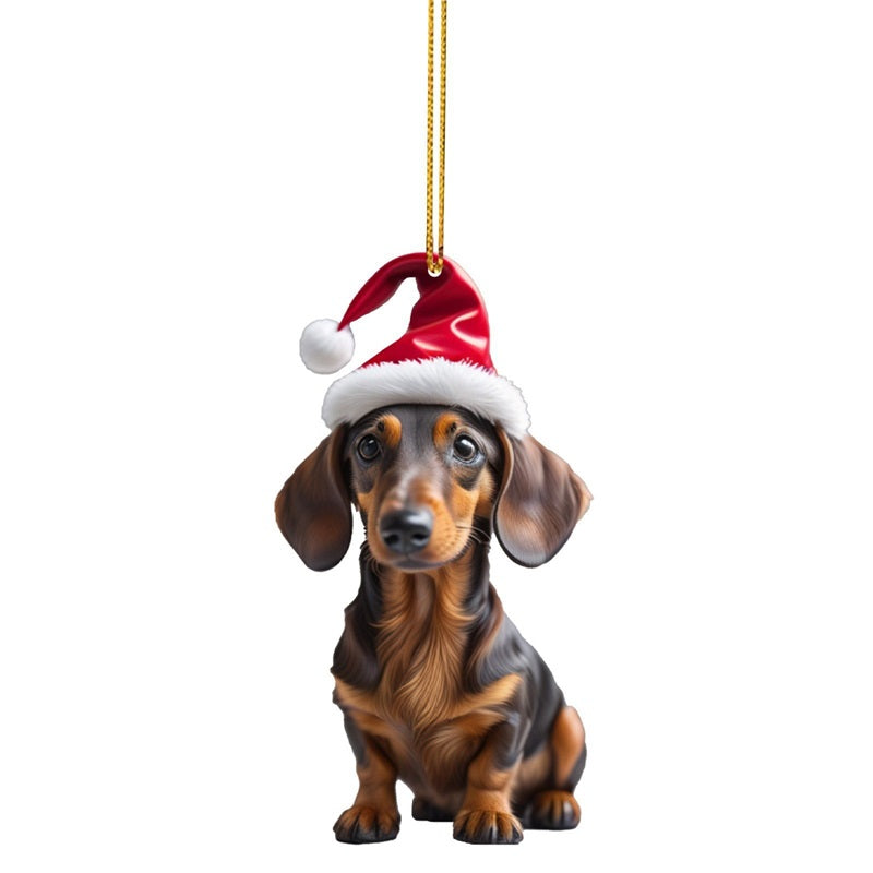 Sjovt juleophæng med gravhund til bilen