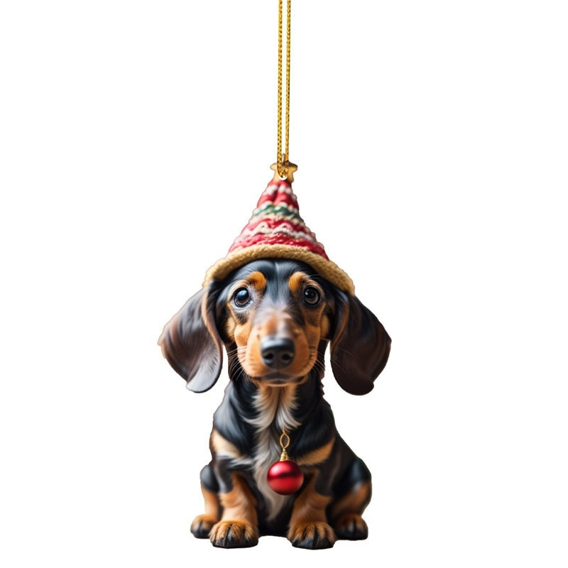 Sjovt juleophæng med gravhund til bilen