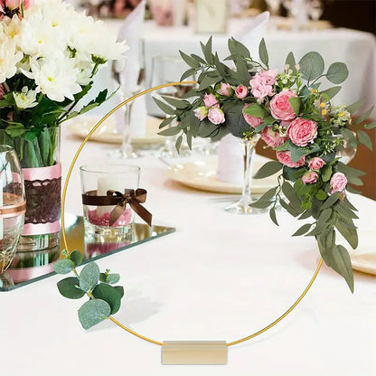 ⏳Tidsbegrænset 50 % rabat⏰Guldfarvet metalring til blomsterdekoration med træfod🌸✨