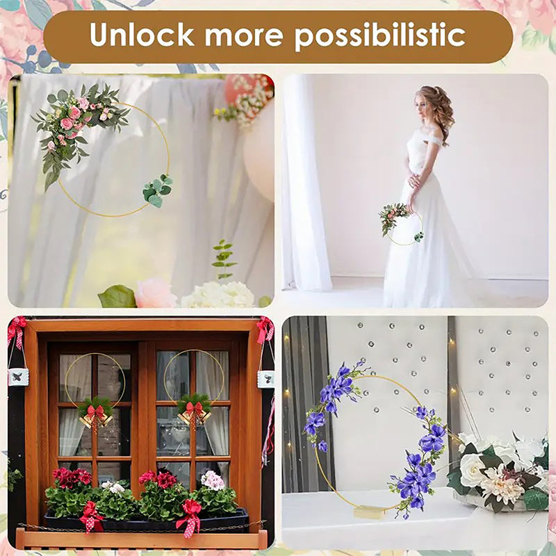 ⏳Tidsbegrænset 50 % rabat⏰Guldfarvet metalring til blomsterdekoration med træfod🌸✨