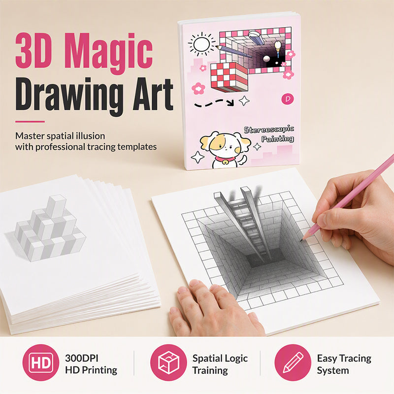 🎨 50 % RABAT NU! 3D-stereoskopisk tegnebog til børn – med farvelægning og papirklip – frigør kreativt potentiale og rumlig tænkning ✨