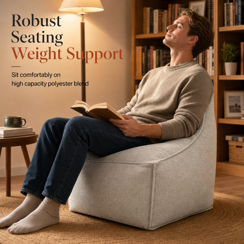 🧺 Opbevaringspufbetræk: Fyld med tøj, støtte op til 100 kg, bred lynlås, vaskbart, 45×45×23 cm