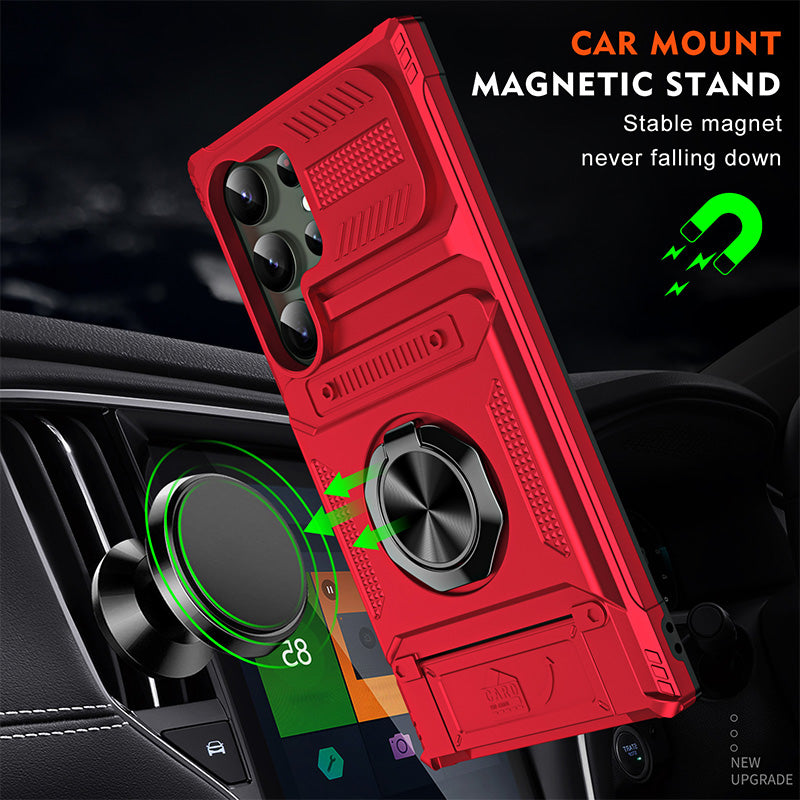Samsung-mobilcover med kortholder & magnetisk ringstander
