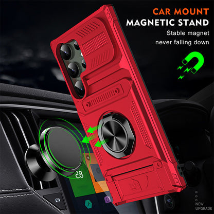 Samsung-mobilcover med kortholder & magnetisk ringstander