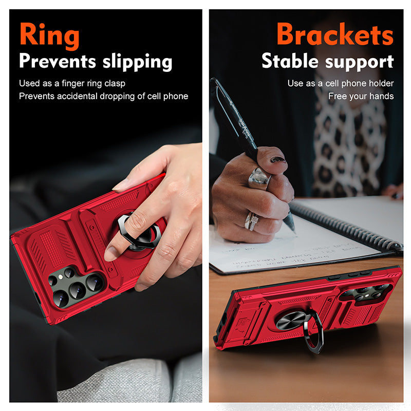 Samsung-mobilcover med kortholder & magnetisk ringstander