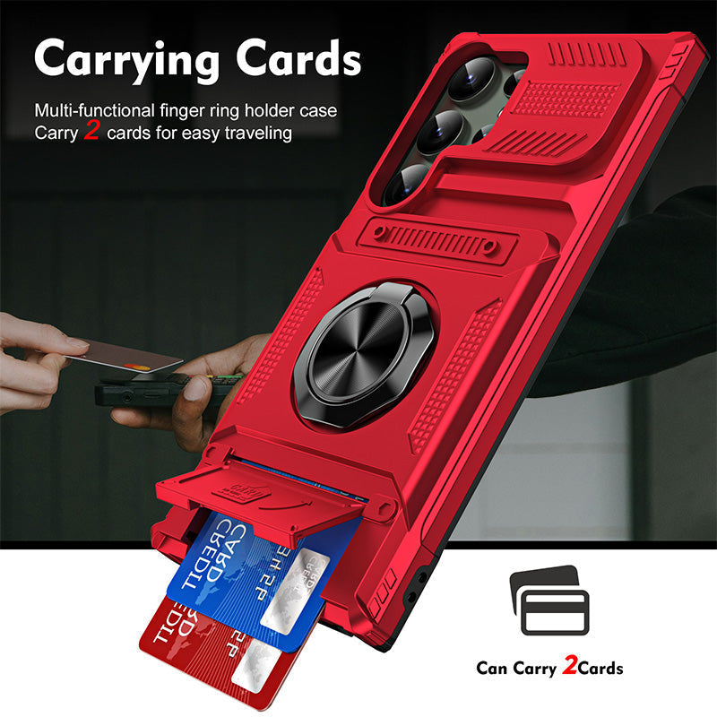 Samsung-mobilcover med kortholder & magnetisk ringstander