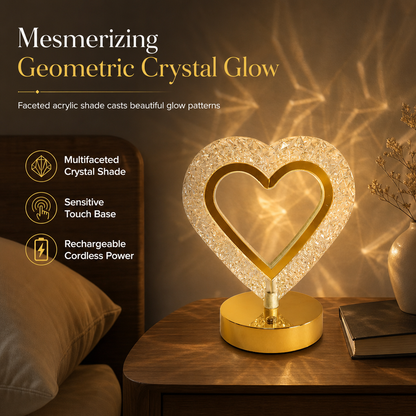 💎 50 % RABAT NU! ✨ Geometrisk krystalnatlampe – touch-betjening, 3 farver & USB-genopladelig til hyggelig soveværelsesbelysning 🌙