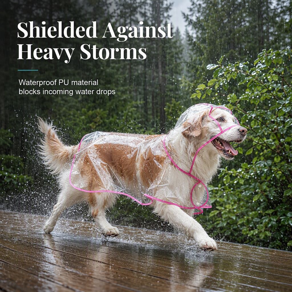 📢Nyhed med 50 % rabat🐕 Gennemsigtig, vandtæt regnfrakke til hunde – hold din hvalp tør og synlig på regnfulde gåture 🌧️