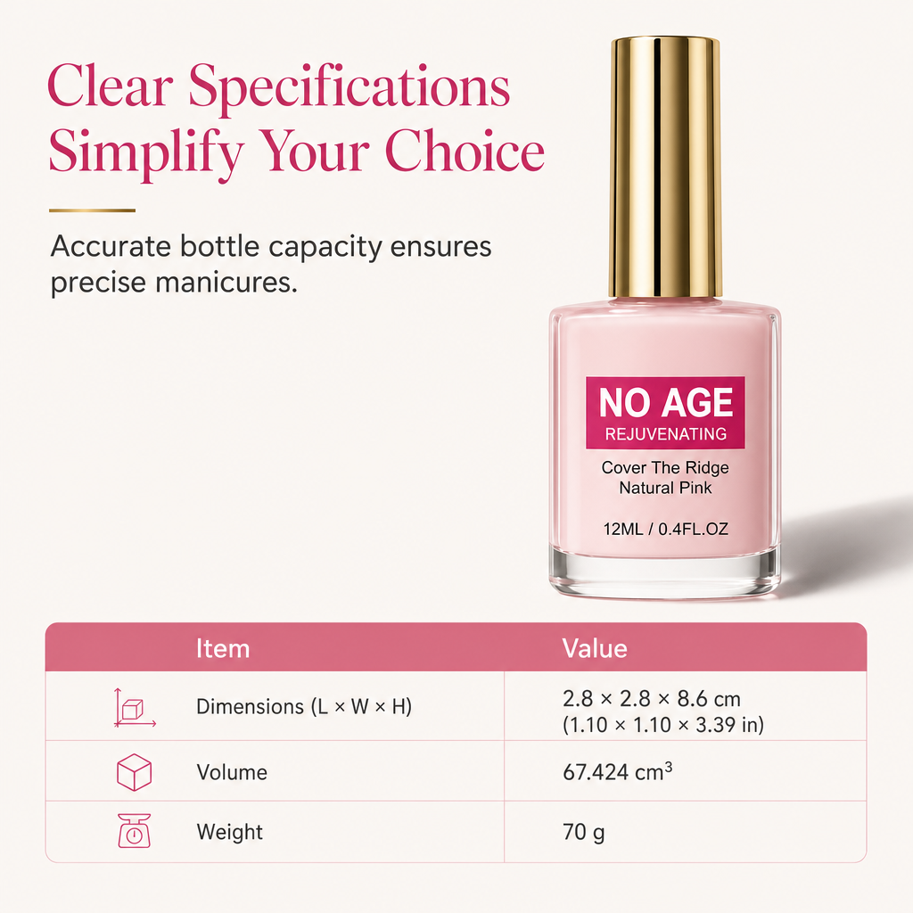 Blank, nude-rosa negleudfylder og udjævnende behandling til ujævne negle, 12 ml
