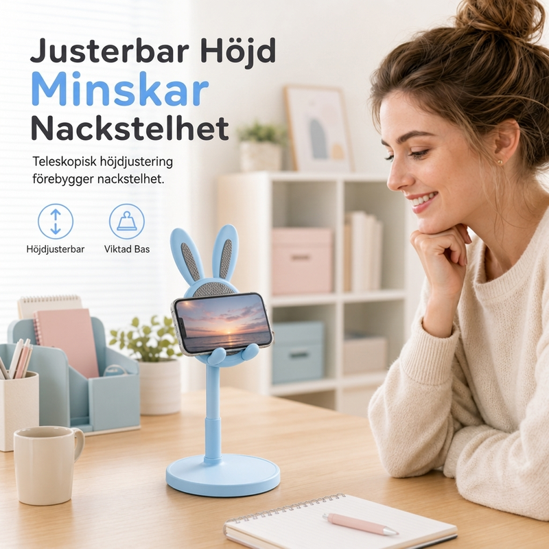 Sød bordholder til telefon i kaninform