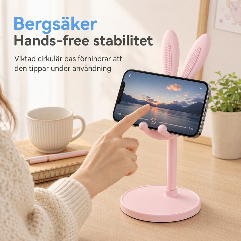 Sød bordholder til telefon i kaninform