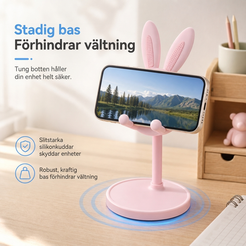 Sød bordholder til telefon i kaninform