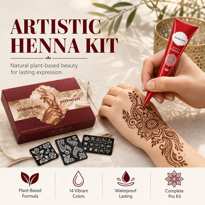 Henna-sæt til midlertidige tatoveringer med skabeloner