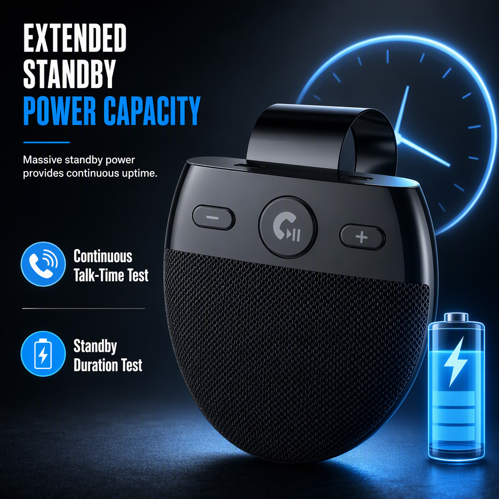 📢📢 50% RABAT🚗SP11 Bluetooth-håndfri højttaler til bilens solskærm – vibrationsaktiveret automatisk start, A2DP-understøttelse og stemmemeddelelse med nummeroplysning