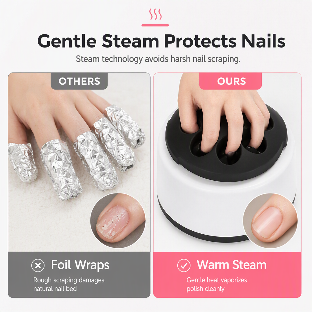 🔥💅 NYT HOTSALG – 50 % RABAT! 🎁✨ 36W elektrisk damp-neglelakfjerner 💖 Nem fjernelse af gellak & akrylnegle til manicure derhjemme! 🛍️💅
