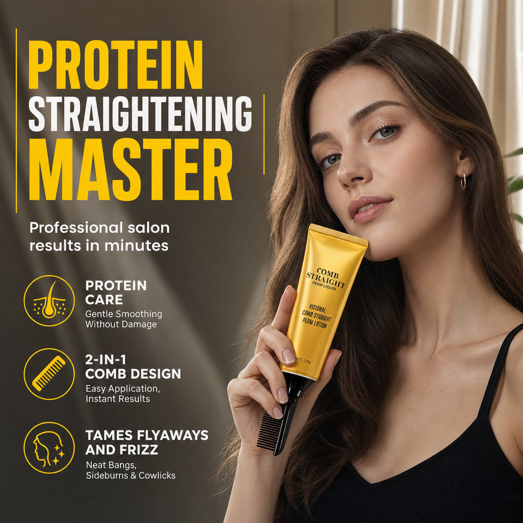 Proteinbaseret hårglatningscreme med integreret stylingkam