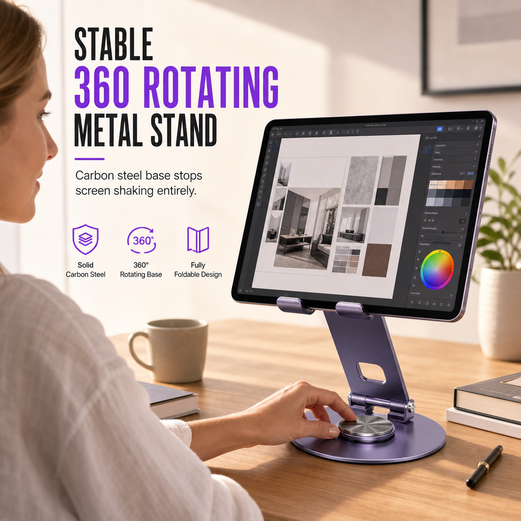 📢📢 50% RABAT✨Premium mobilstativ i helmetal – 360° roterende bordholder