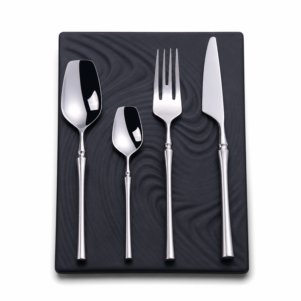 Bestiksæt i 304 rustfrit stål med slankt design – elegant sæt med knive, gafler og skeer til hjemmet