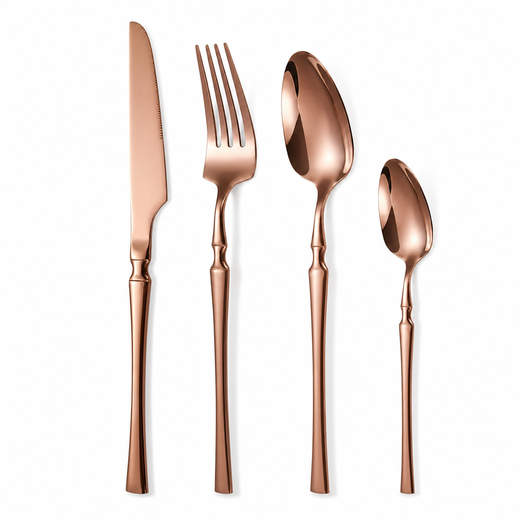 Bestiksæt i 304 rustfrit stål med slankt design – elegant sæt med knive, gafler og skeer til hjemmet