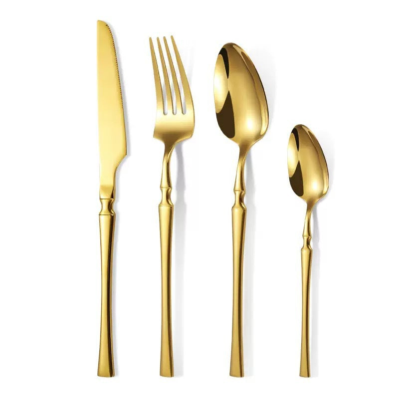 Bestiksæt i 304 rustfrit stål med slankt design – elegant sæt med knive, gafler og skeer til hjemmet