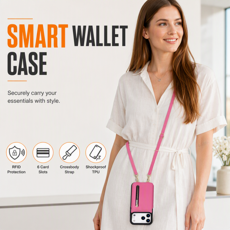 Tofoldet crossbody-pung med mobilcover