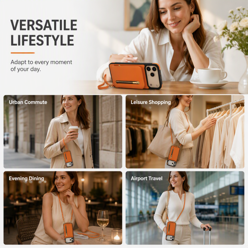 Tofoldet crossbody-pung med mobilcover