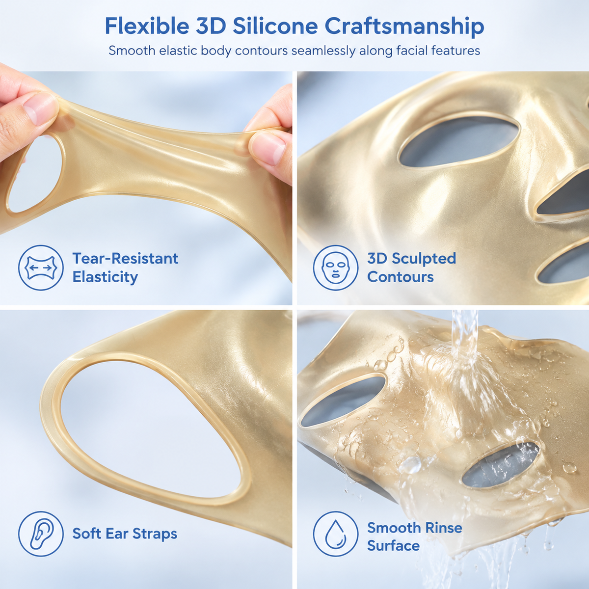 3D-silikoneholder til ansigtsmaske med ørestropper
