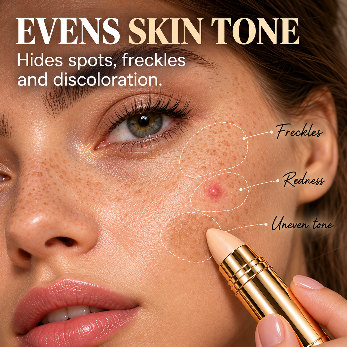 Naturlig sømløs concealer-stick – 3-i-1 til at dække, lysne & konturere