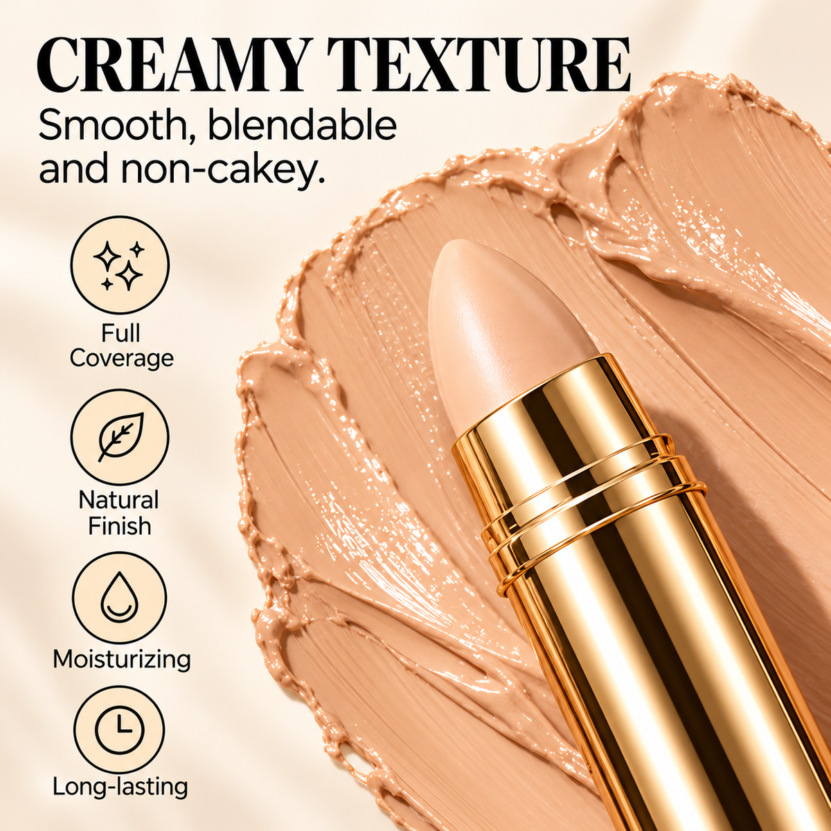 Naturlig sømløs concealer-stick – 3-i-1 til at dække, lysne & konturere