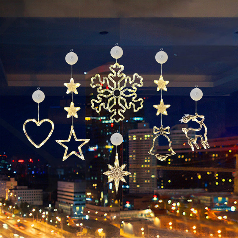 ⏳SIDSTE UDSALGSDAG 🎄❄️ DIY LED-sugekoplamper med julesnefnug ✨ | Batteridrevne, varmt og flerfarvet lys, vindueslamper med sugekop, julepynt til hjem og fest