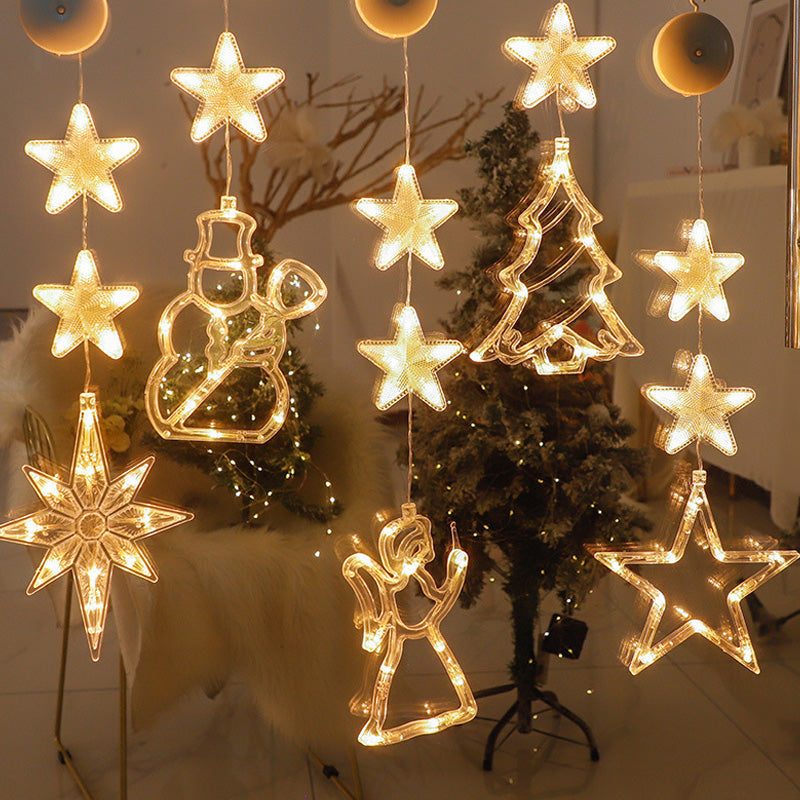⏳SIDSTE UDSALGSDAG 🎄❄️ DIY LED-sugekoplamper med julesnefnug ✨ | Batteridrevne, varmt og flerfarvet lys, vindueslamper med sugekop, julepynt til hjem og fest