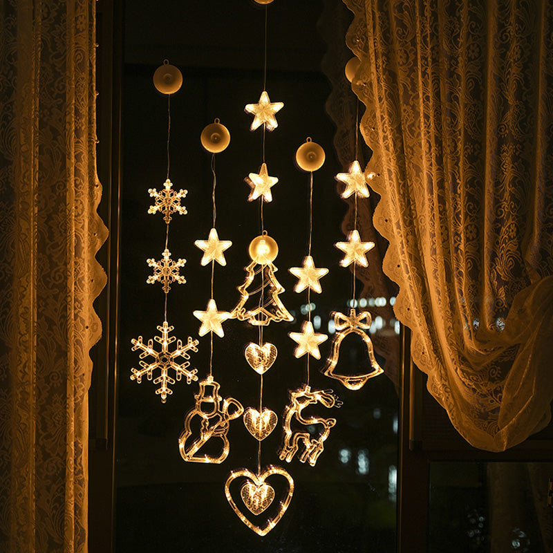 ⏳SIDSTE UDSALGSDAG 🎄❄️ DIY LED-sugekoplamper med julesnefnug ✨ | Batteridrevne, varmt og flerfarvet lys, vindueslamper med sugekop, julepynt til hjem og fest