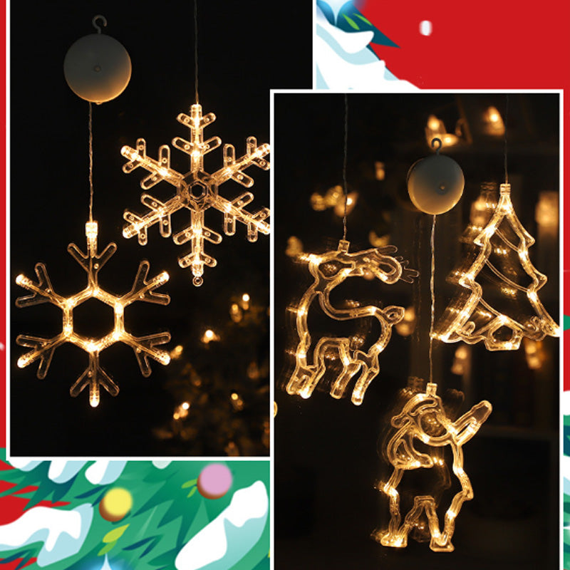⏳SIDSTE UDSALGSDAG 🎄❄️ DIY LED-sugekoplamper med julesnefnug ✨ | Batteridrevne, varmt og flerfarvet lys, vindueslamper med sugekop, julepynt til hjem og fest