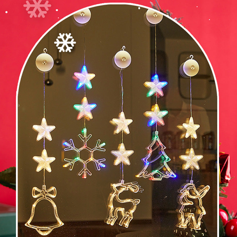 ⏳SIDSTE UDSALGSDAG 🎄❄️ DIY LED-sugekoplamper med julesnefnug ✨ | Batteridrevne, varmt og flerfarvet lys, vindueslamper med sugekop, julepynt til hjem og fest