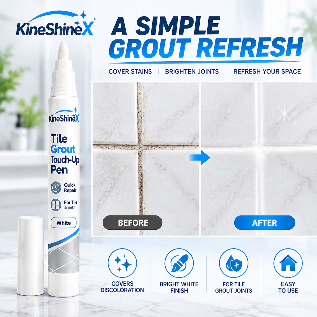 Reparationspen til fuger mellem hvide fliser