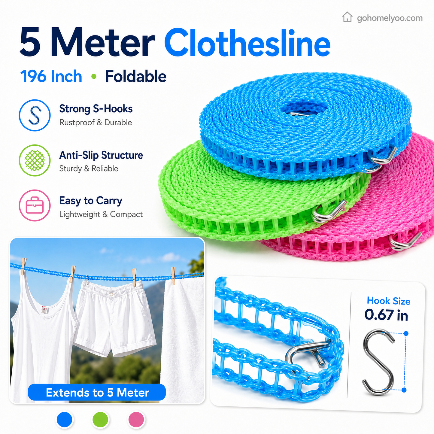 💥 KØB 1 FÅ 1 GRATIS 🔗 Vindtæt og skridsikker tørresnor 👕 Slip for tøjkaos i blæsevejr 🌬️