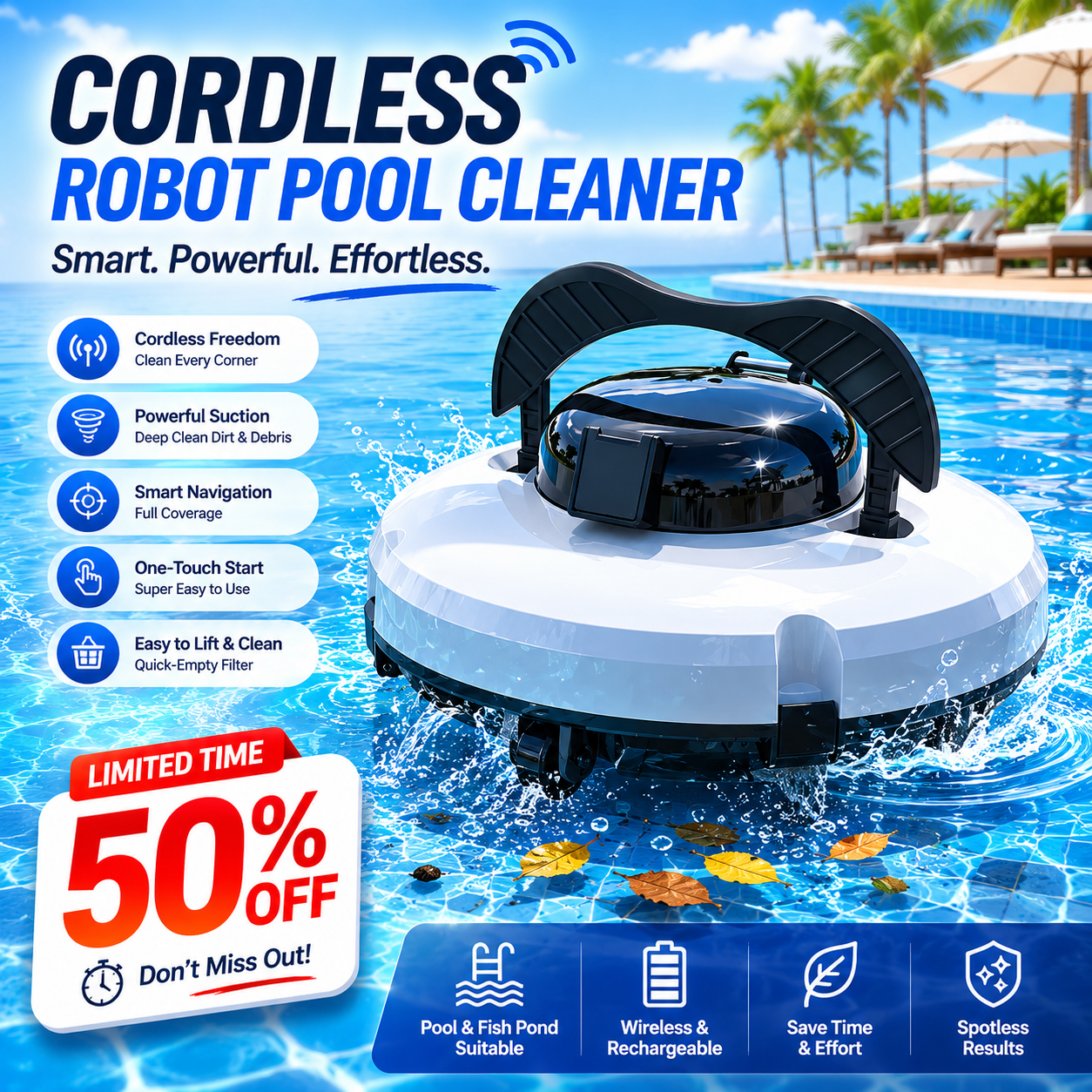Trådløs robotisk poolrenser