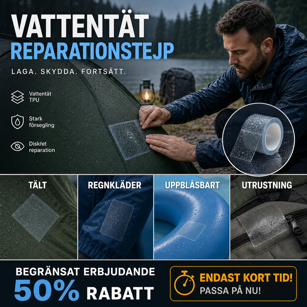 🛠️ Vandtæt transparent TPU-reparationstape til telte og friluftsudstyr